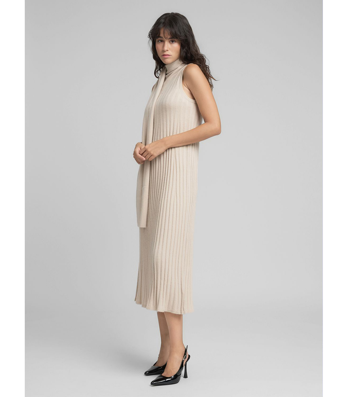 スカーフネック ミディドレス 詳細画像 オフホワイト 4